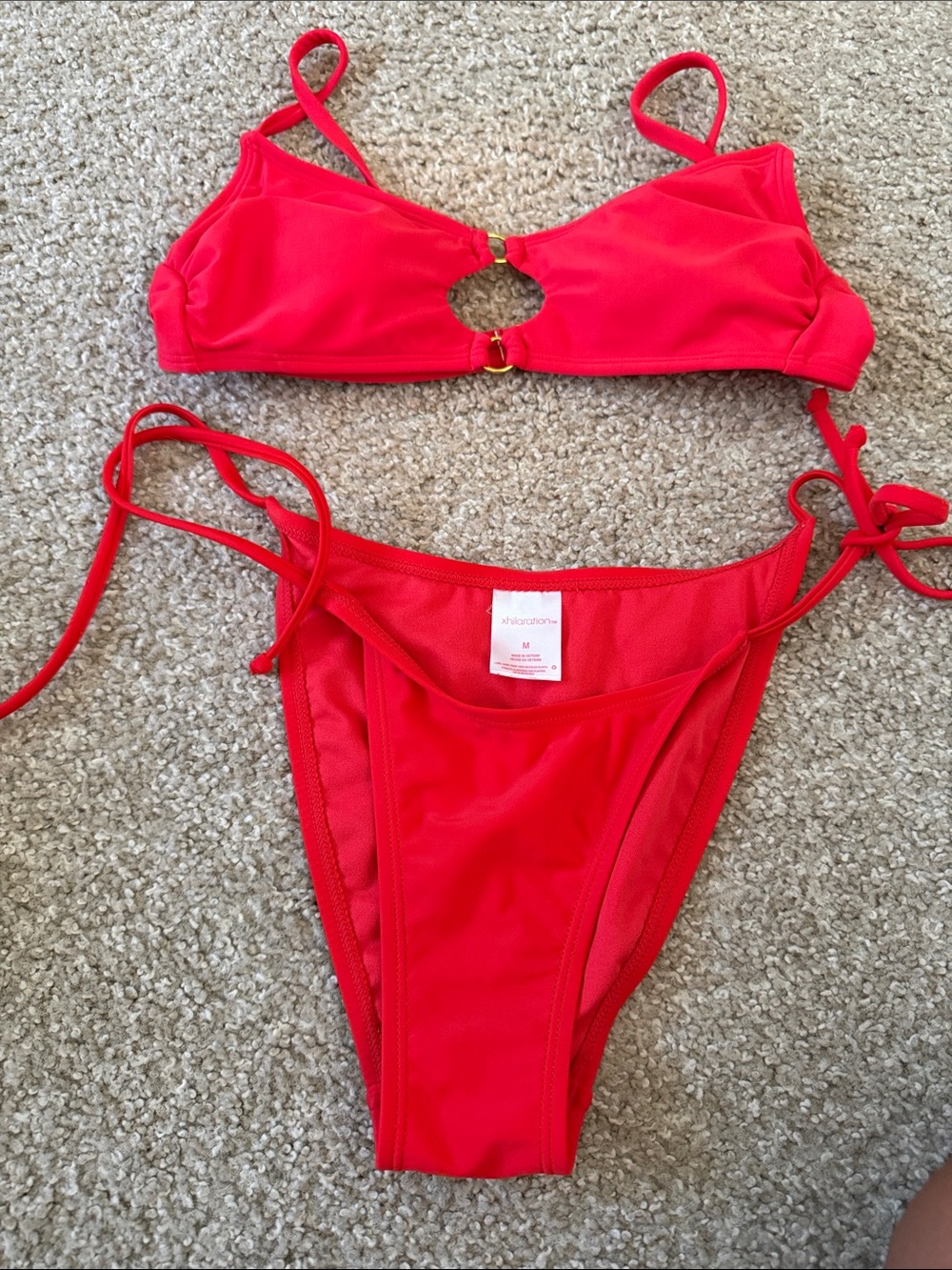 Xhilaration Red Bikini Set with Gold Ring Accent